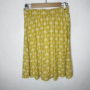 Boden Pull‎ On Jersey Golden Yellow Palm Tree Mini Skirt Womens 6 Long Pockets